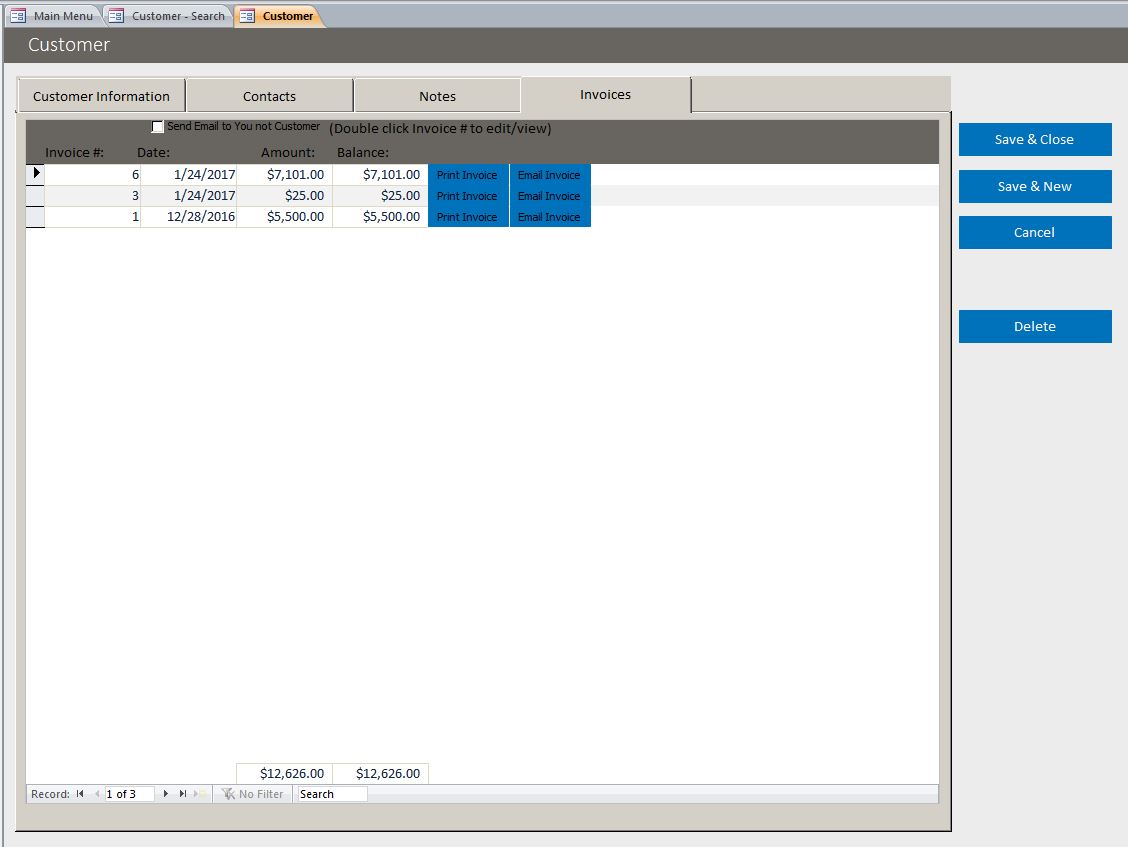 Basic Business Invoicing with Accounts Receivable Template Database | A/R Template