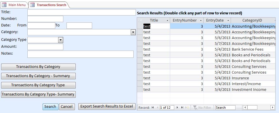 Basic Business Accounting Database