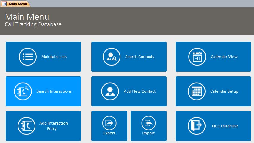 Call Log/Interaction Tracking Template | Tracking Database