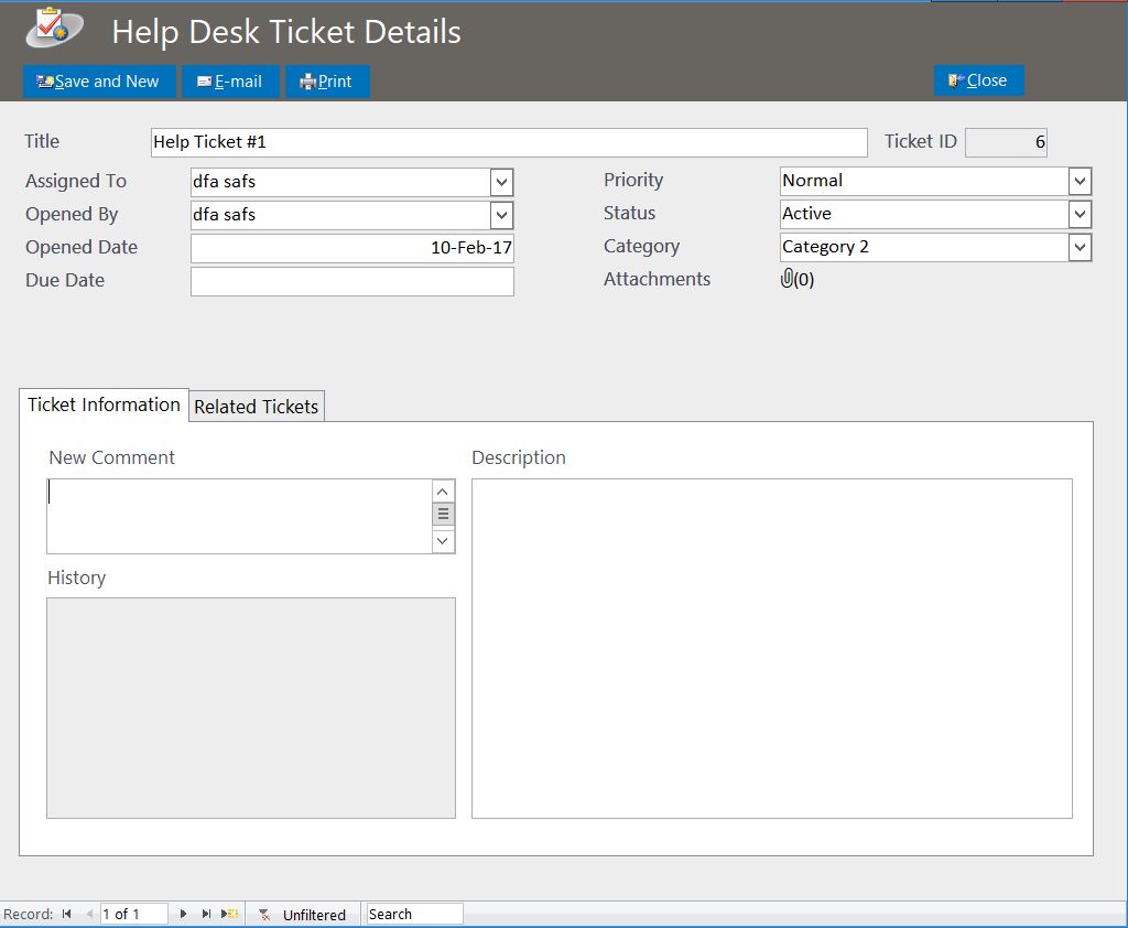 Electrician Help Desk Ticket Tracking Template | Contact Database