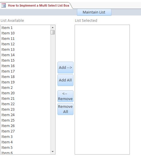 Microsoft Access Multi Select List Box Database | Using the List Box