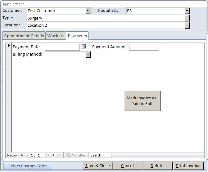 Podiatrist Appointment Tracking Template Outlook Style | Appointment Database