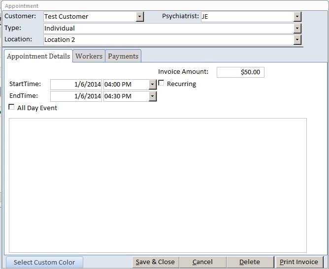 Psychiatrist Appointment Tracking Template Outlook Style | Appointment Database
