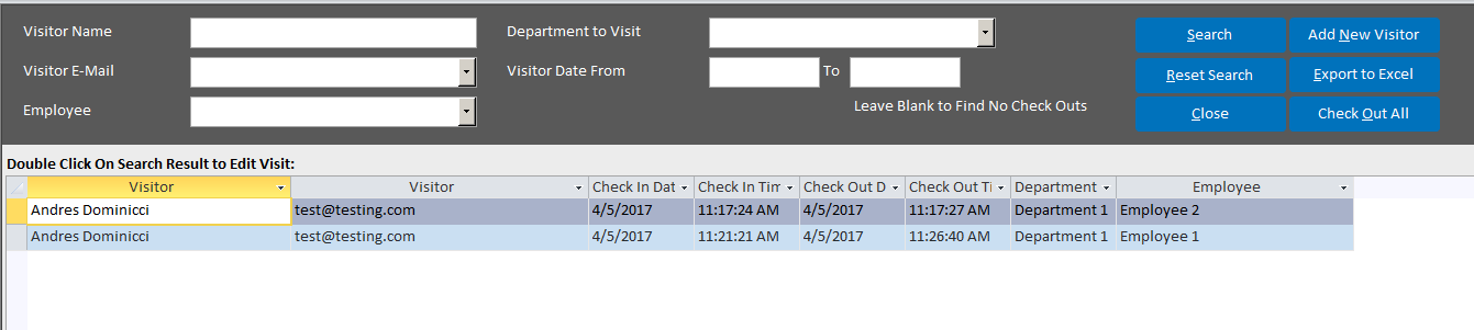 Visitor Check In/Out Database Template | Visitor Database
