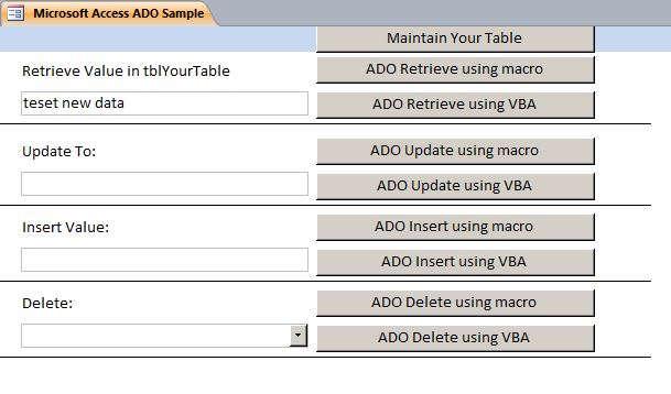 Microsoft Access Sample Code | How to use ADO | ActiveX Data Objects