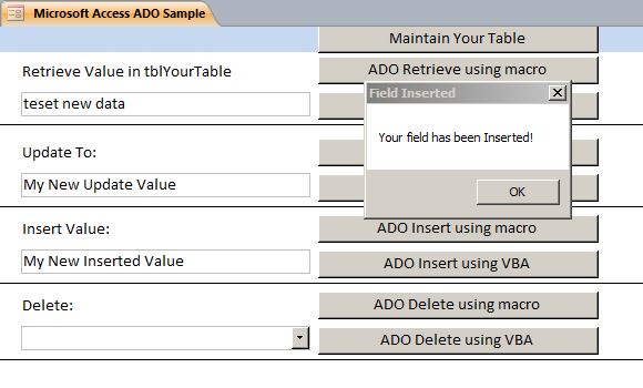 Microsoft Access Sample Code | How to use ADO | ActiveX Data Objects