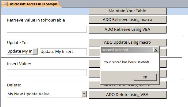 Microsoft Access Sample Code | How to use ADO | ActiveX Data Objects