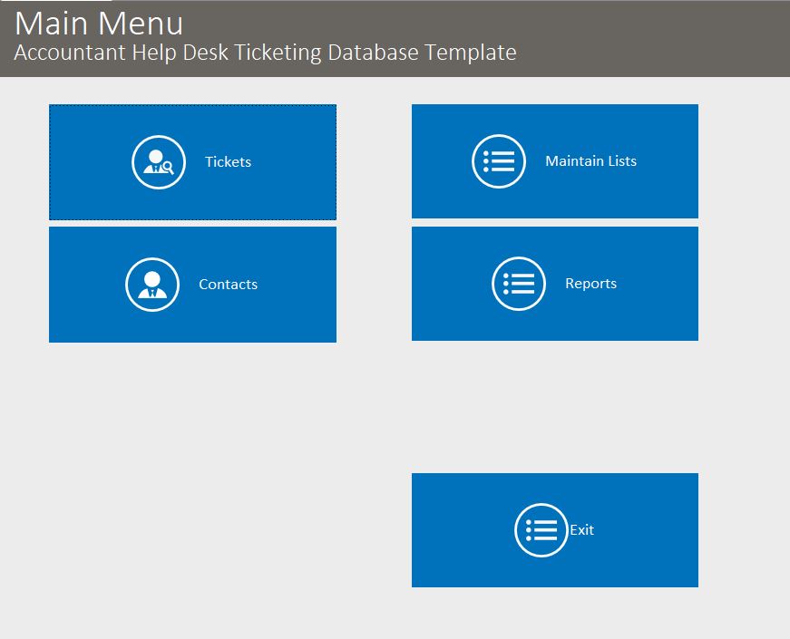 Account Help Desk Ticket Tracking Database