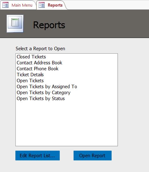 Account Help Desk Ticket Tracking Database