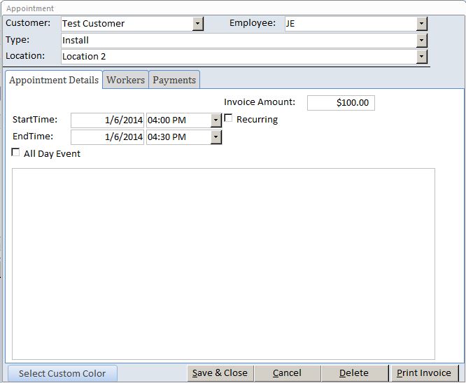 Air Conditioning Appointment Tracking Template Outlook Style | Appointment Tracking Database