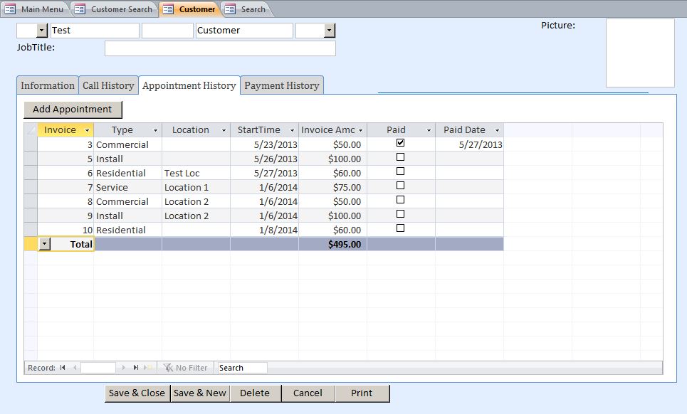 Air Conditioning Appointment Tracking Template Outlook Style | Appointment Tracking Database