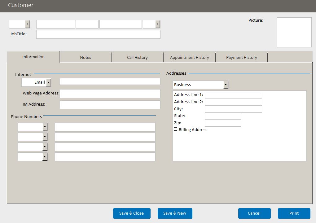 Architect Enhanced Customer Contact Template | Contact Database