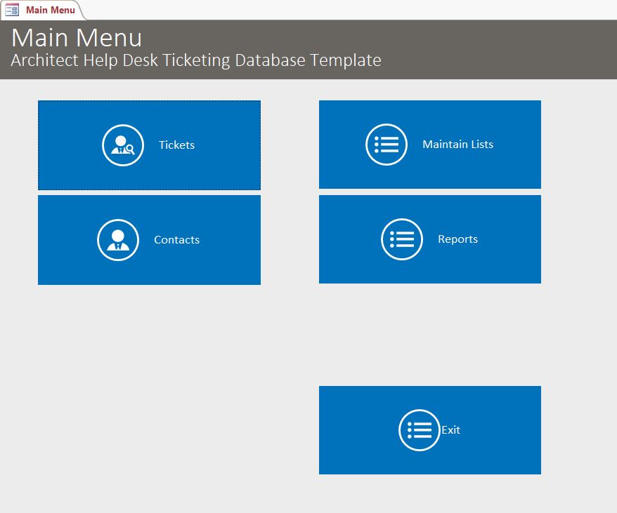 Architect Help Desk Ticket Tracking Template | Tracking Database