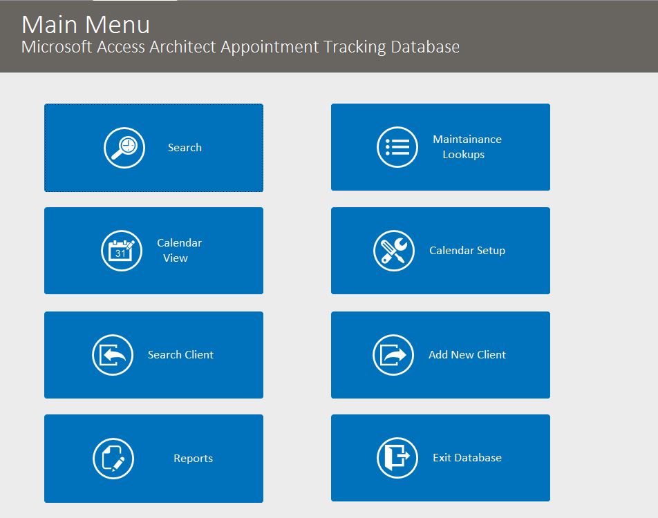 Architect Appointment Tracking Database Template Outlook Style | Appointment Database