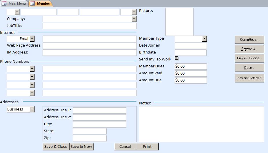 Association Management Database Template | Association Tracking Database