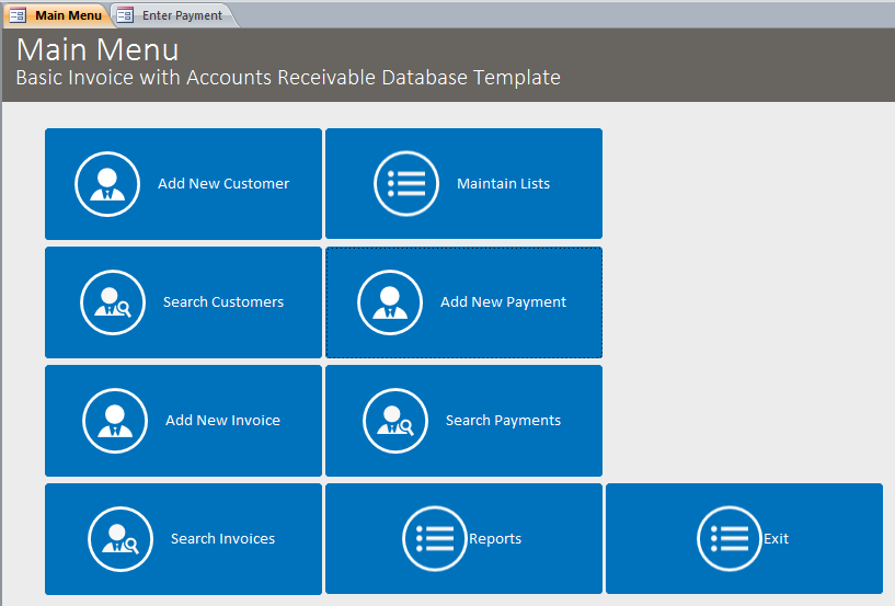 Basic Business Invoicing with Accounts Receivable Template Database | A/R Template