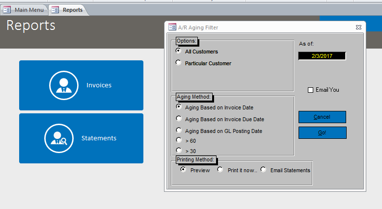 Basic Business Invoicing with Accounts Receivable Template Database | A/R Template