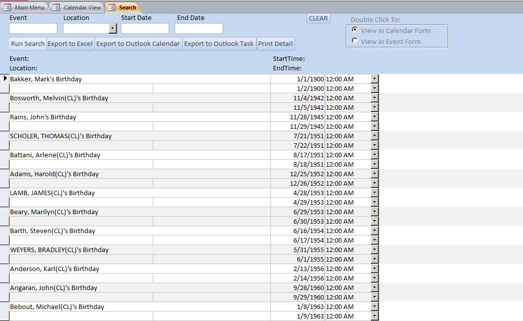 Biking Club Membership Tracking Database With Calendar | Membership Database