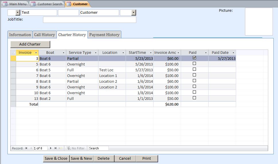 Boat Charter Reservation Database Template | Reservation Database