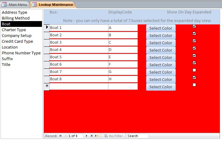 Boat Charter Reservation Database Template | Reservation Database