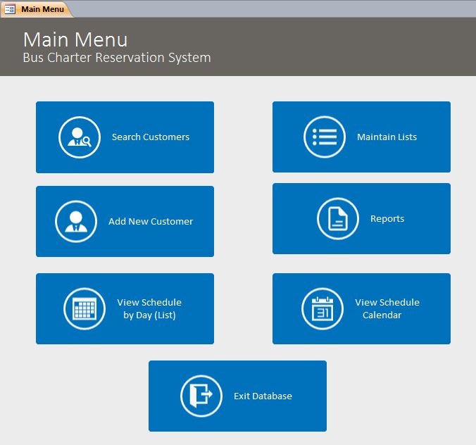 Bus Charter Reservation Database Template | Bus Reservation Database