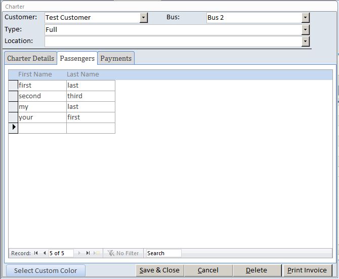 Bus Charter Reservation Database Template | Bus Reservation Database