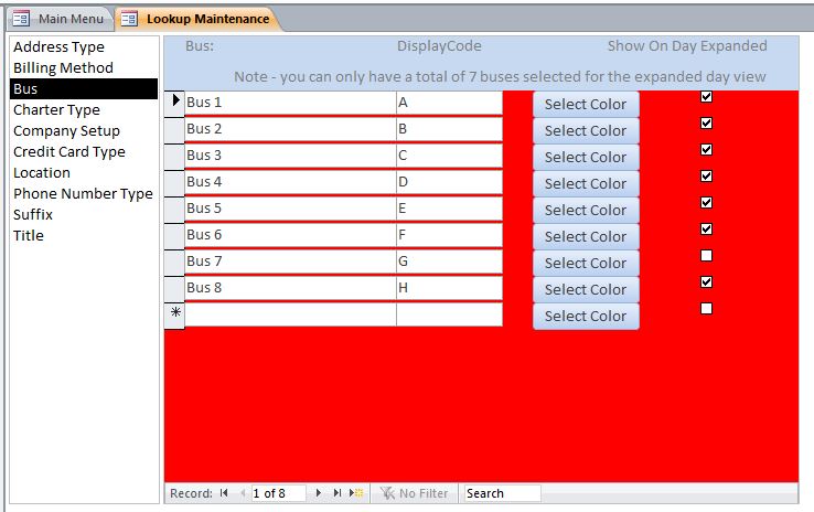 Bus Charter Reservation Database Template | Bus Reservation Database