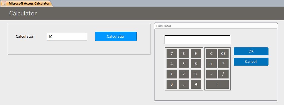 Microsoft Access Calculator Database | Calculator Popup Form