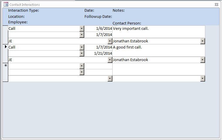 Call Log/Interaction Tracking Template | Tracking Database