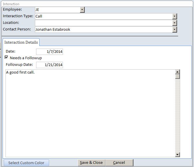 Call Log/Interaction Tracking Template | Tracking Database