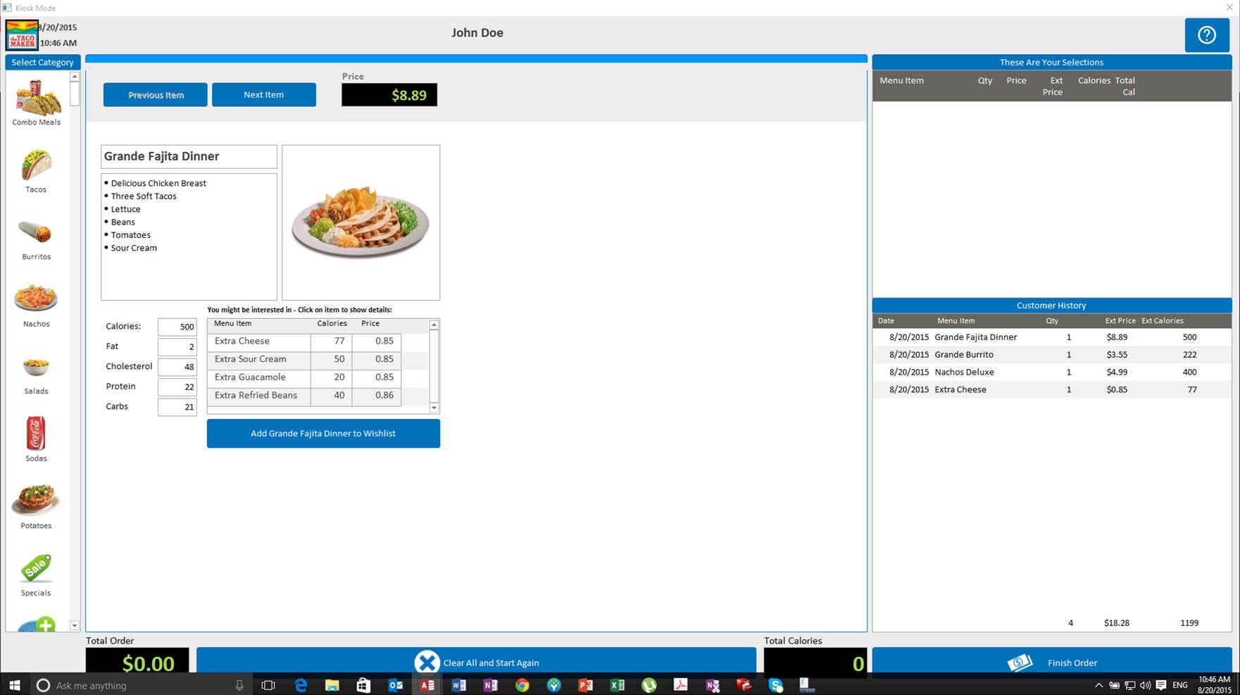 Calorie Information System Kiosk | Calorie Tracking Database