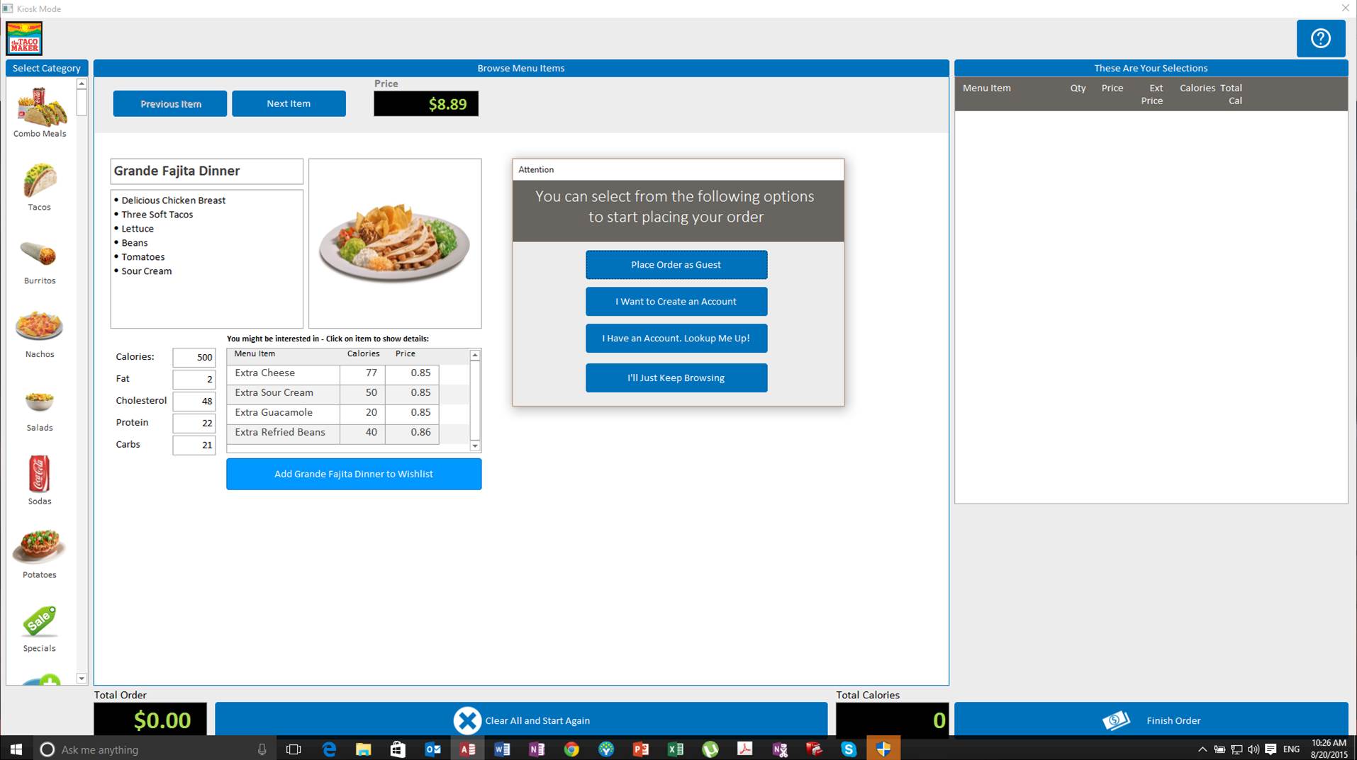 Calorie Information System Kiosk | Calorie Tracking Database