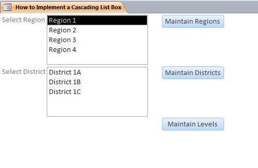 Microsoft Access Cascading List