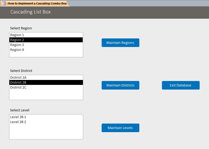 Microsoft Access Cascading List