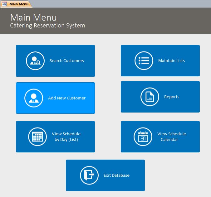 Catering Reservation Database Template | Reservation Database