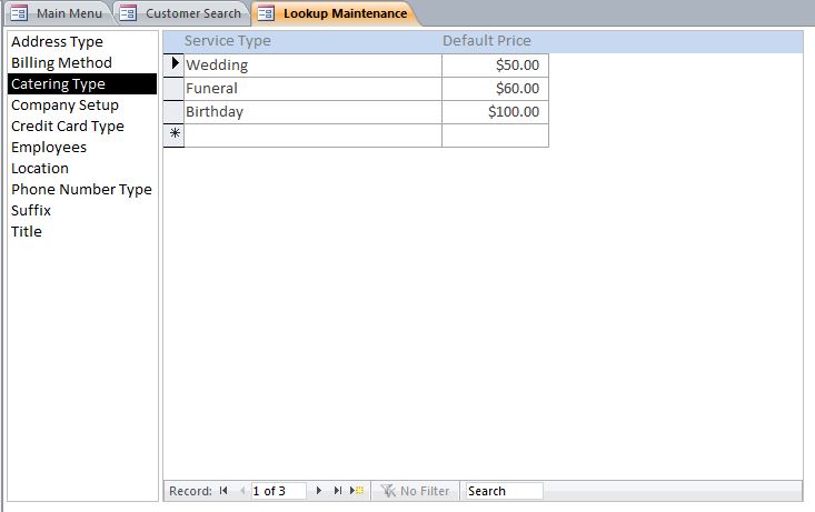 Catering Reservation Database Template | Reservation Database