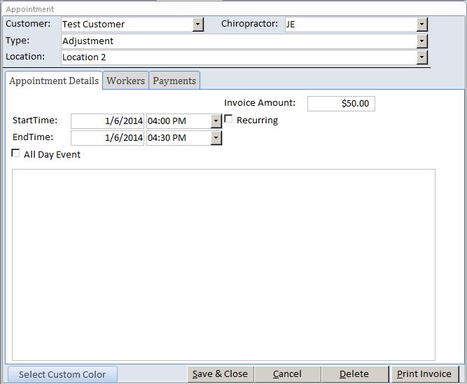 Chiropractor Appointment Tracking Template Outlook Style | Appointment Database