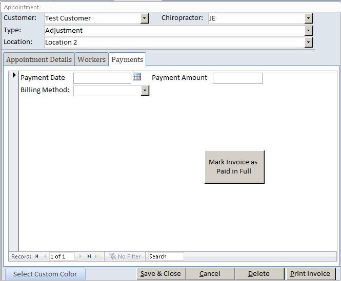 Chiropractor Appointment Tracking Template Outlook Style | Appointment Database