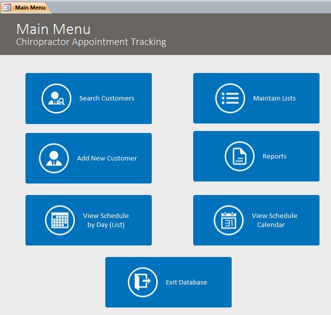 Chiropractor Appointment Tracking Template Outlook Style | Appointment Database