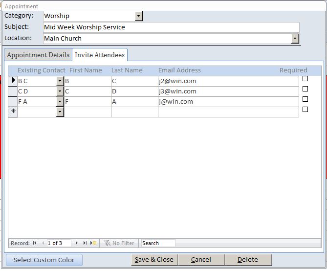 Church Calendar Scheduling Template | Scheduling Database