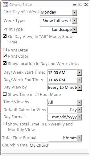 Church Calendar Scheduling Template | Scheduling Database