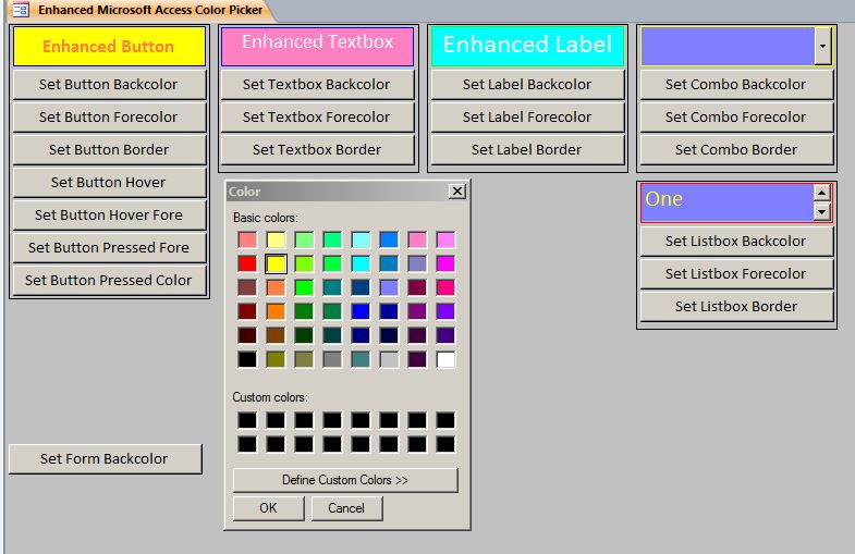 Enhanced Microsoft Access Custom Color Picker System | Global Color Settings for Your Forms