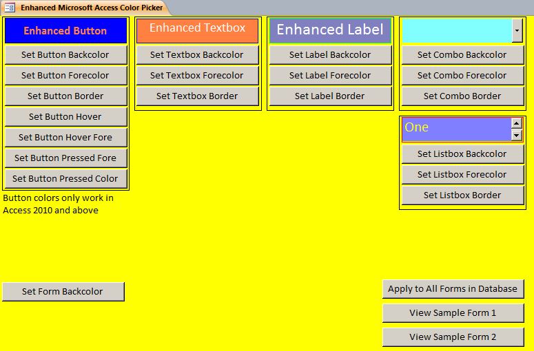 Microsoft Access Custom Global Form Color Setter System | Form Color Picker