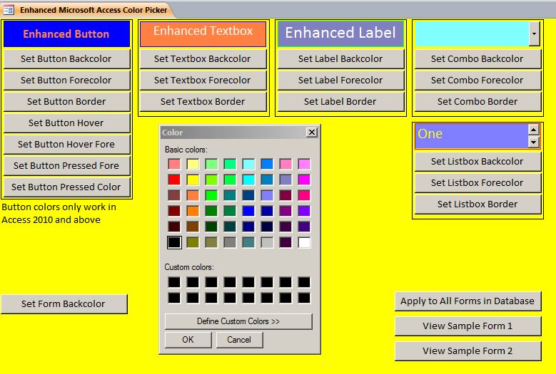 Microsoft Access Custom Global Form Color Setter System | Form Color Picker