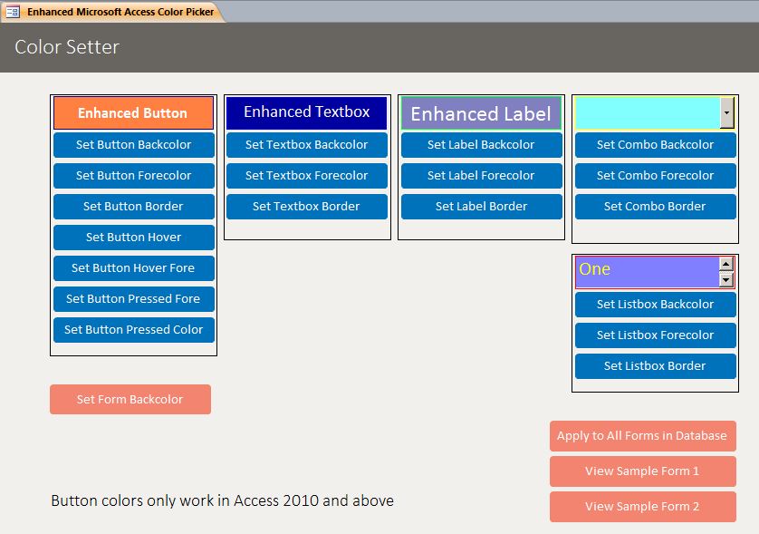 Microsoft Access Custom Global Form Color Setter System | Form Color Picker