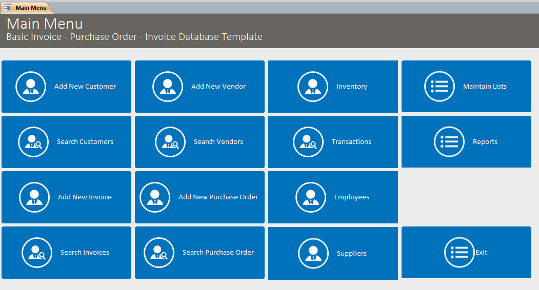 Basic Business Invoicing | Purchase Order | Inventory Template Database