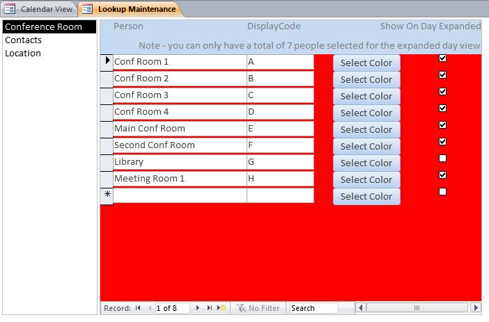 Conference Room Booking Reservation Database Template | Booking Database