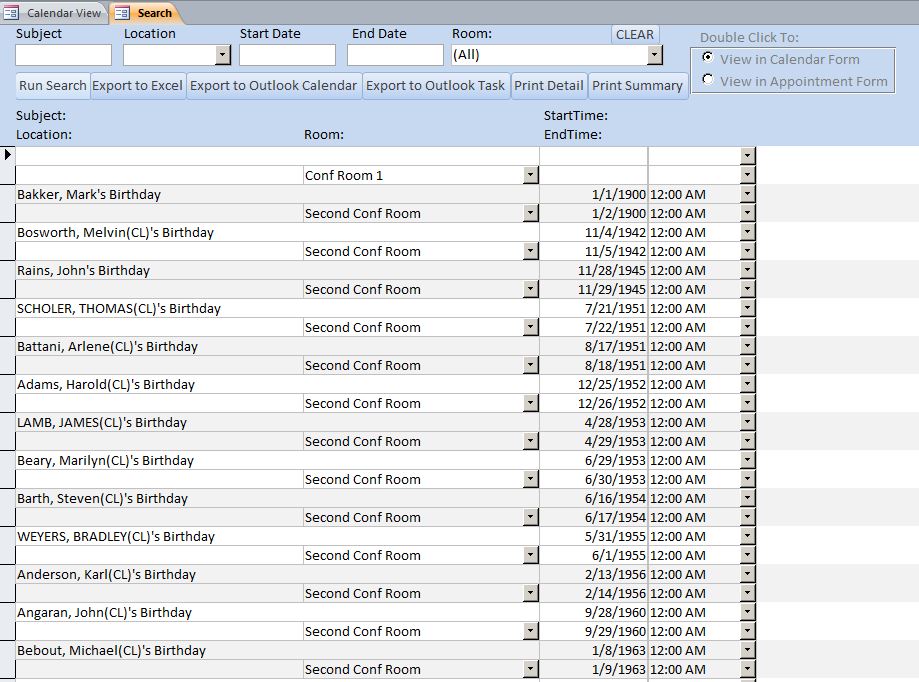 Conference Room Booking Reservation Database Template | Booking Database