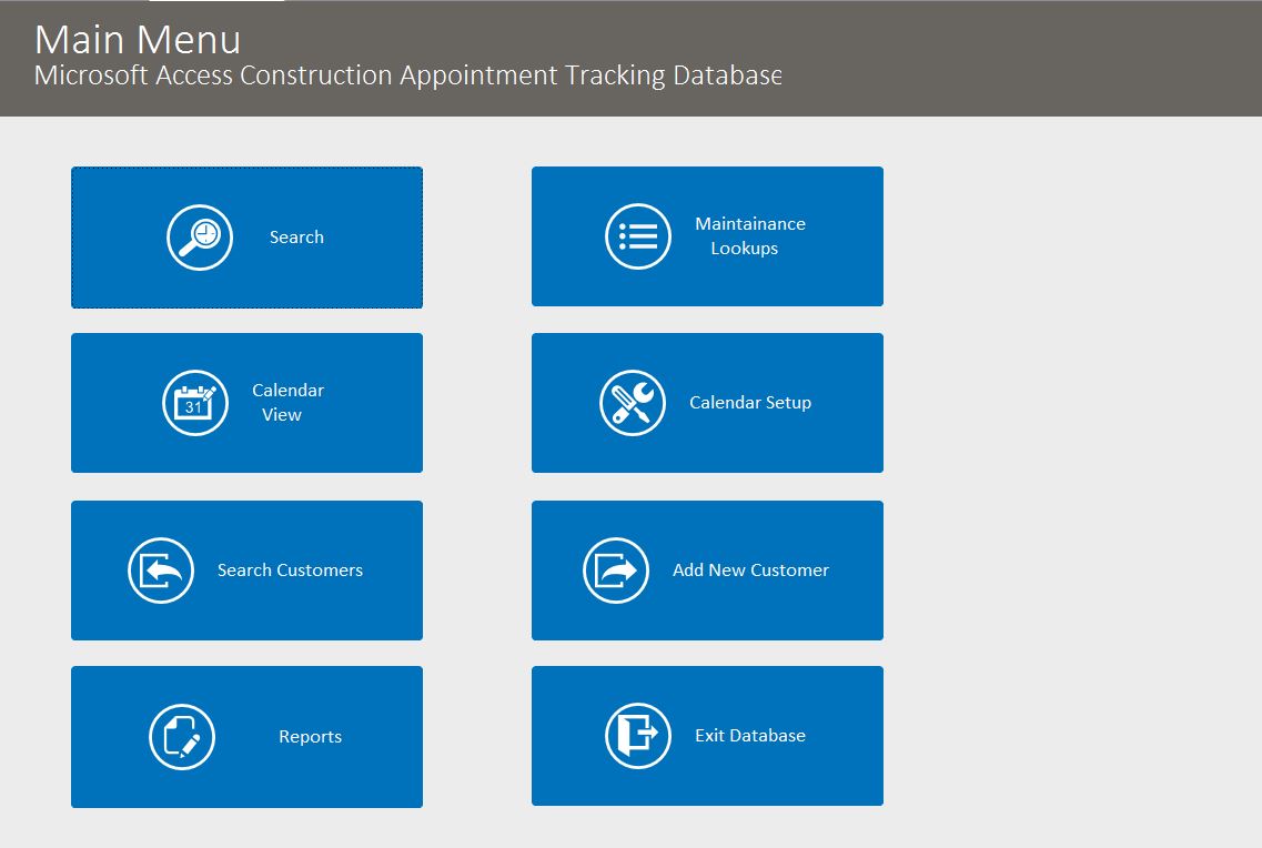 Construction Appointment Tracking Template Outlook Style | Appointment Database