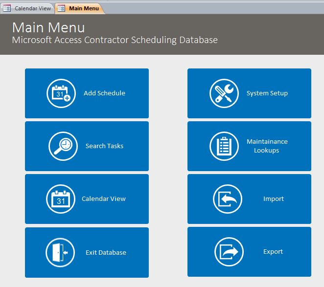 Contractor Scheduling Database Template | Scheduling Database